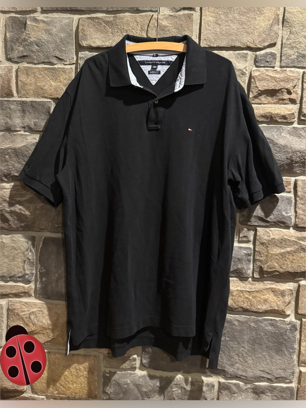 Tommy Hilfiger Black Cotton Polo Shirt -2XL
